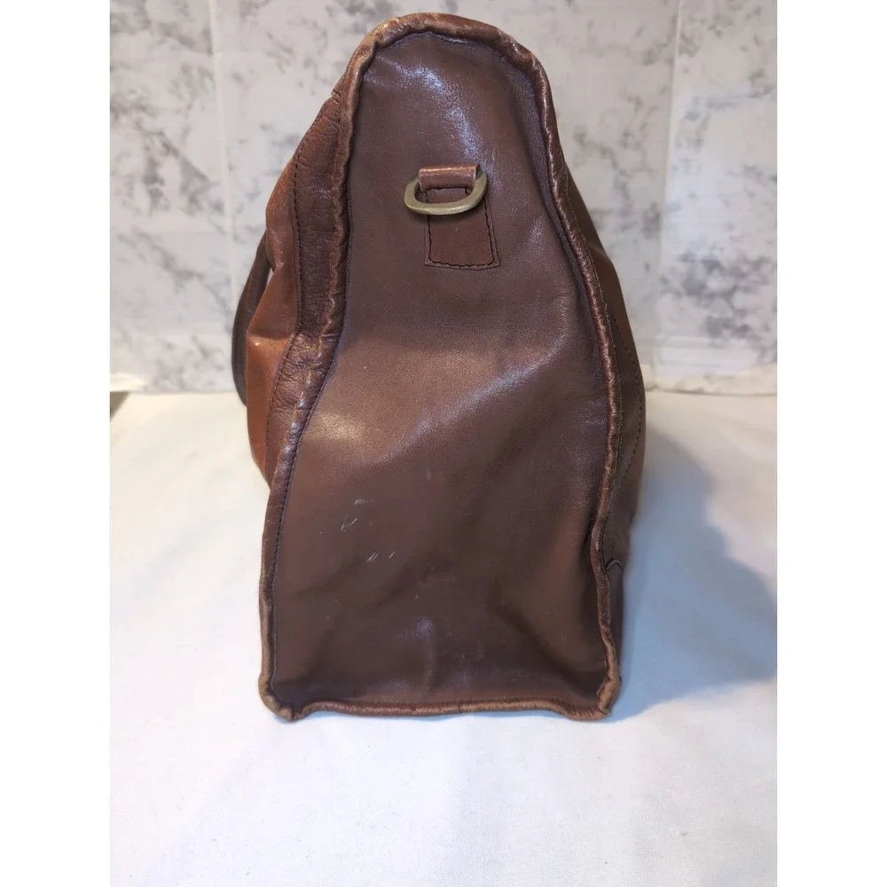 Vintage LAND Brand Brown Leather Duffel Overnight Briefcase Bag 18
